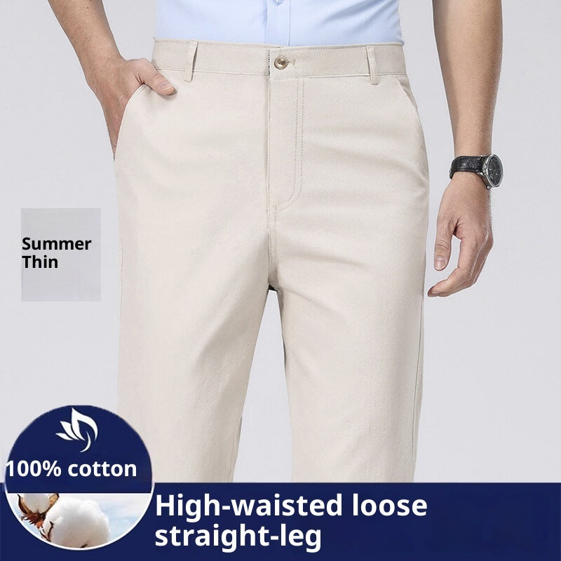 Men's Loose Plus Size Casual Straight-leg Cotton Trousers