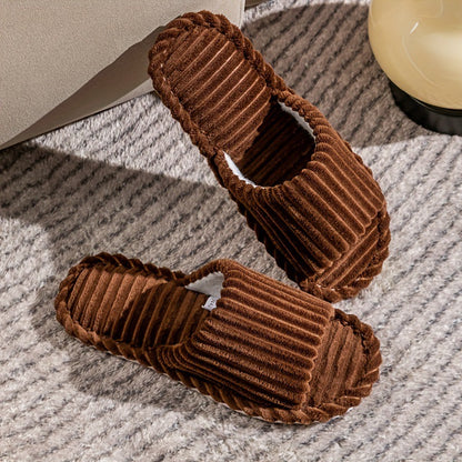 Men's Corduroy Striped Open Universal Indoor Corduroy Slippers