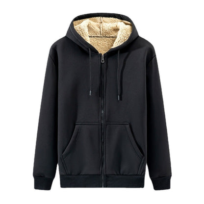Zipper Sweater Men's Lamb Wool Hooded Jacket