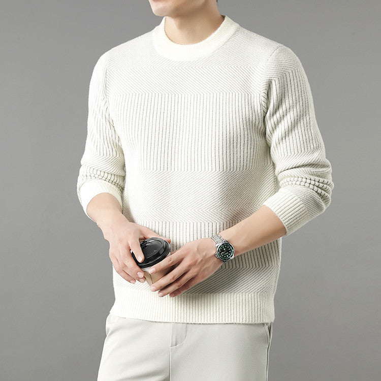 Round Neck Men's Fashion Versatile Thick Long Sleeve Base Sweater