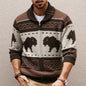 Men's European And American Retro Jacquard Knit Sweater Autumn And Winter Thickened Cardigan
