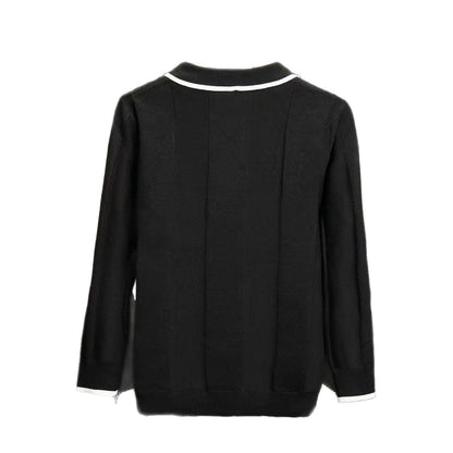 POLO Shirt Collar Color-blocking Long Sleeve Knit Sweater