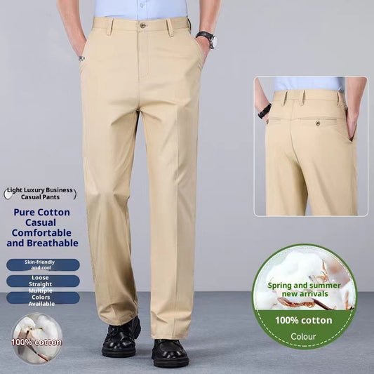 Men's Loose Plus Size Casual Straight-leg Cotton Trousers